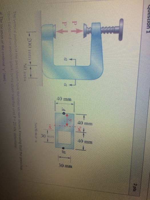 Solved The vertical portion of the press shown have the