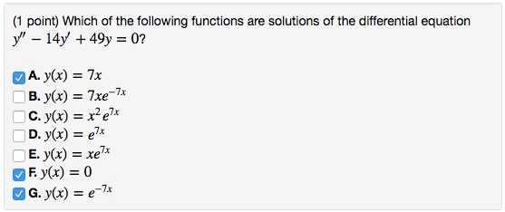 Solved 1 Point Which Of The Following Functions Are Sol Chegg Com