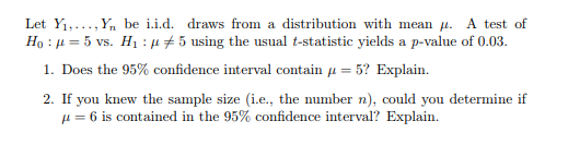 Solved Let Yi Y Be I I D Draws From A Distribution Wi Chegg Com