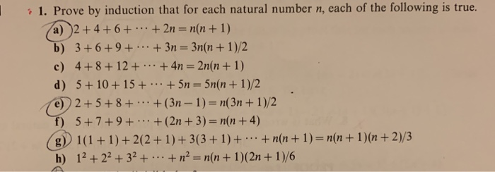 Solved 1 Prove By Induction That For Each Natural Number N Chegg Com