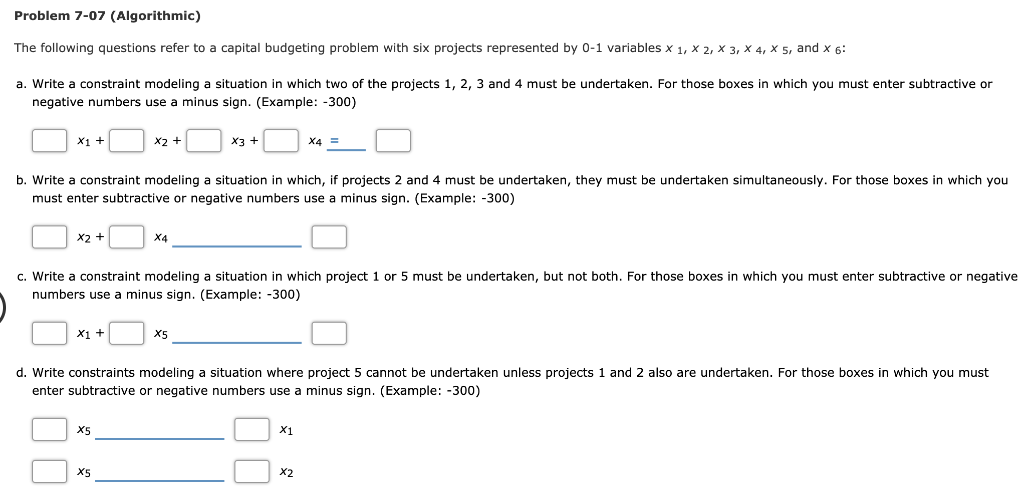 Problem 7 07 Algorithmic The Following Questions Chegg Com