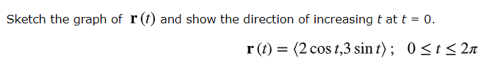 Solved Sketch The Graph Of R T And Show The Direction O