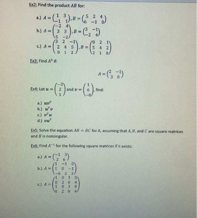 Solved Find The Product Ab For A A 1 1 3 1 B Chegg Com