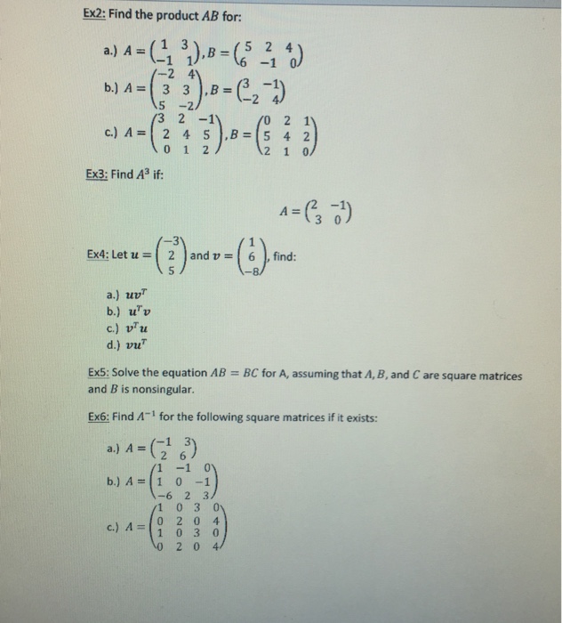 Solved Find The Product Ab For A A 1 1 3 1 B