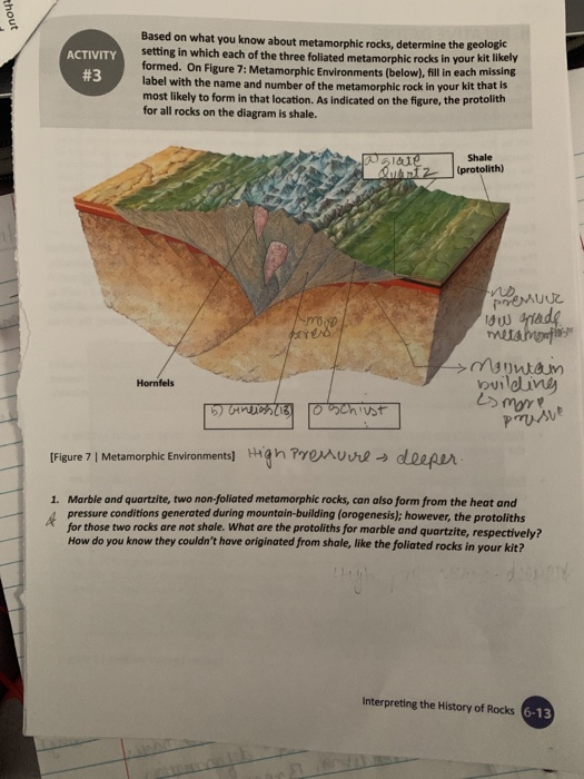 Solved C. Metamorphic Rock Origins movement of the crust on