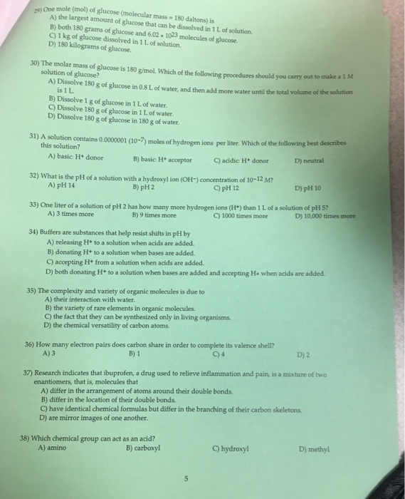 Solved One Mole Mol Of Glucose Molecular Mass 180 Da Chegg Com