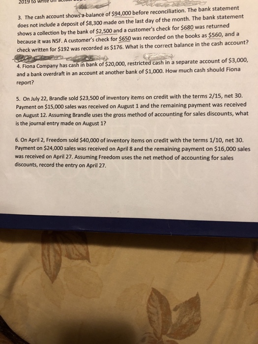 bank overdraft journal entry UIl The Account Whte Acu 3. b A To Solved: Cash 2019 Shows