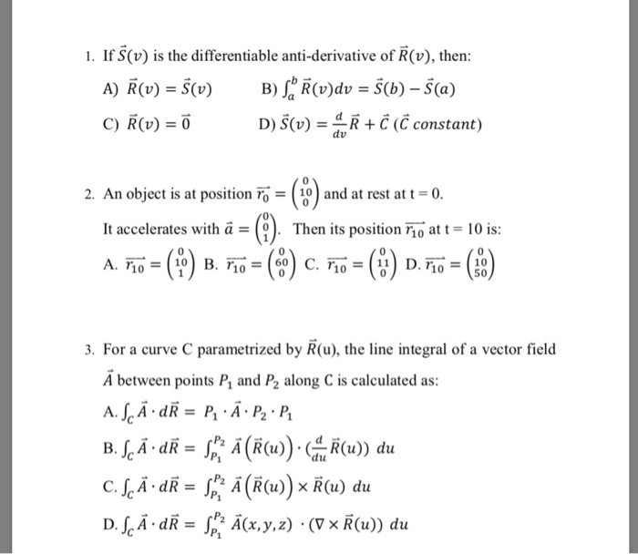 Solved 1 If S V Is The Differentiable Anti Derivative O Chegg Com