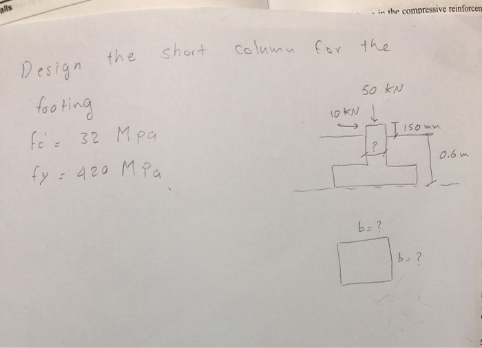alls ·in the compressive reinforce hort Columu esign oo t So kw o kw 32 Mpa y420 Ma 0.6