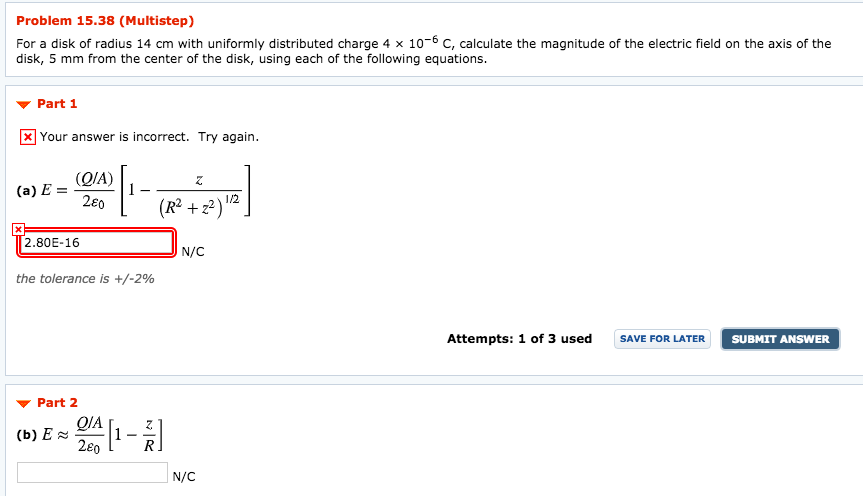 Solved Need Help Physic Hw Part A E Part A Part B Part Chegg Com