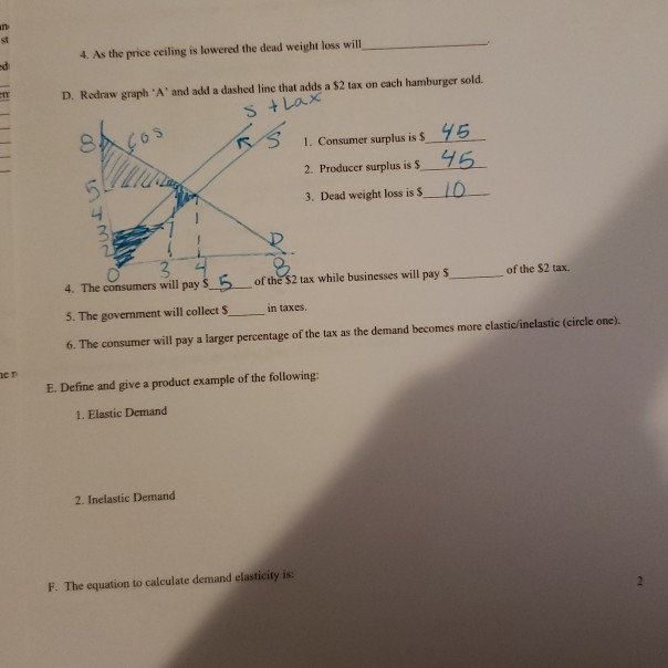 Solved At 2 That Represents A Price Ceiling Name Instr