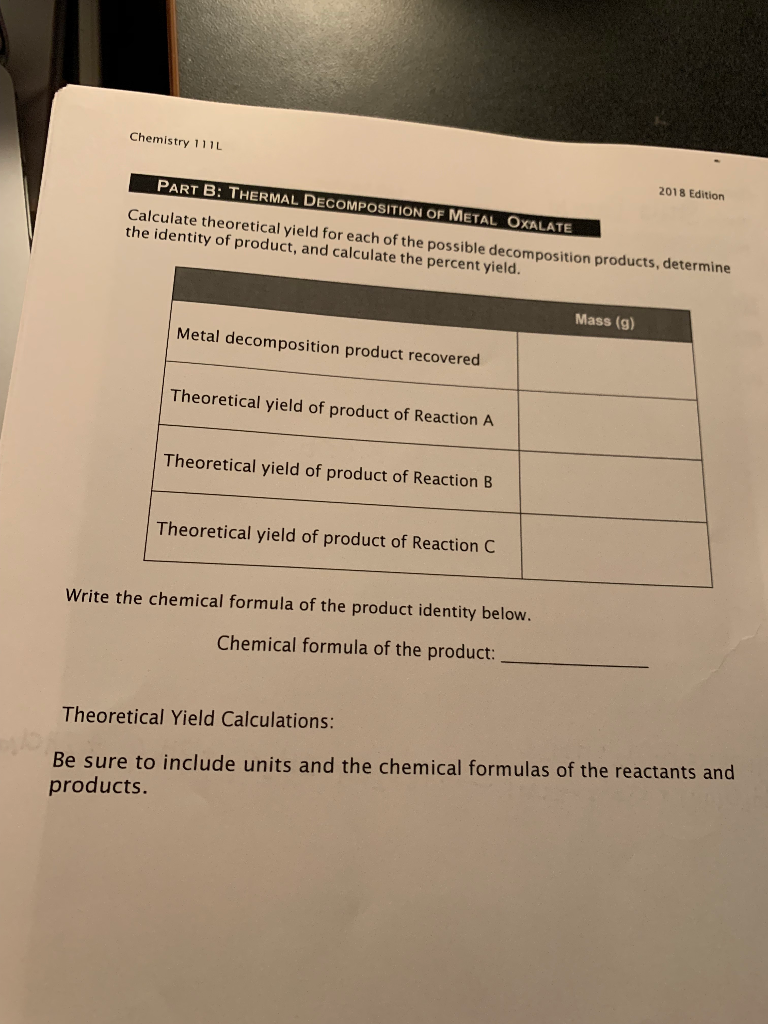 Solved Calculate Theoretical Yield For Each Of The Possib Chegg Com