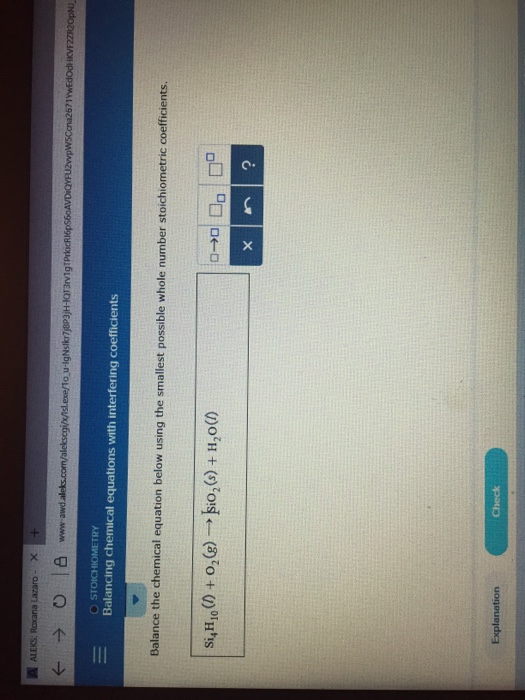 chemical equation balance using stoichiometric coefficients number whole smallest below possible aleks equations stoichiometry transcribed text smal balancing