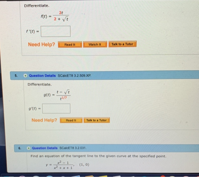 Solved Differentiate 2t F T Need Help I Read It 내 Chegg Com