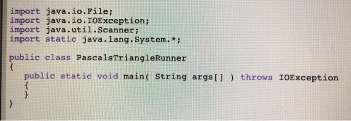 import java.io.File; import java.io.IOException; import java.util.Scanner; import static java.lang. System.* public class Pas