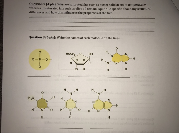 Solved Why Are Saturated Fats Such As Butter Solid At Roo