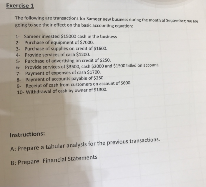 Accounting Transactions Exercises With Answers