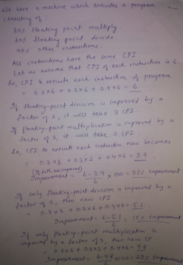 he have a machine which executes a consisting pont mudk All tastuchoms hare the same CP Let us arsume that CPI eack inhn t lo