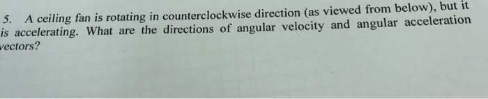 Solved A Ceiling Fan Is Rotating In Counterclockwise Dire