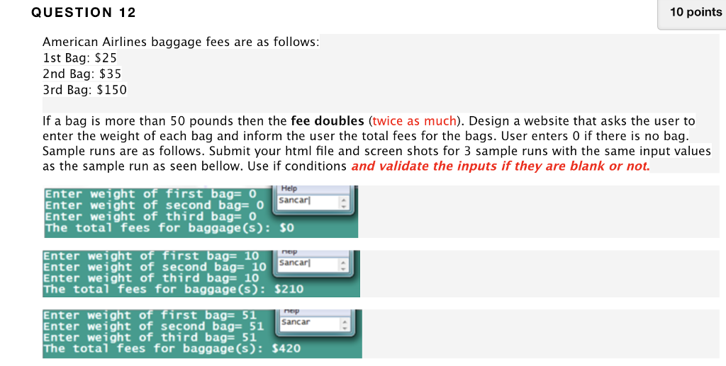 american airlines third bag fee