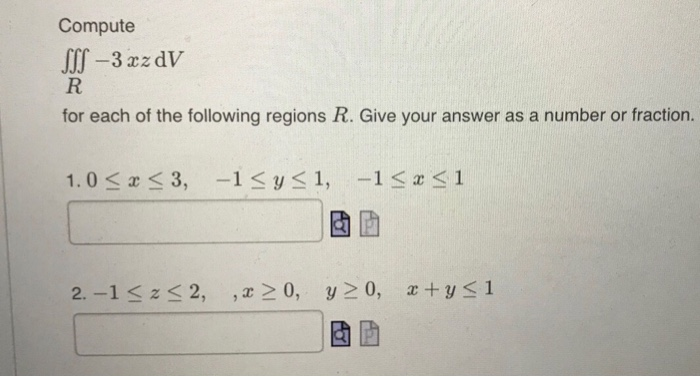 Compute for each of the following regions R. Give your answer as a number or fraction. 1.03, -1 y1, -1 Ka 1