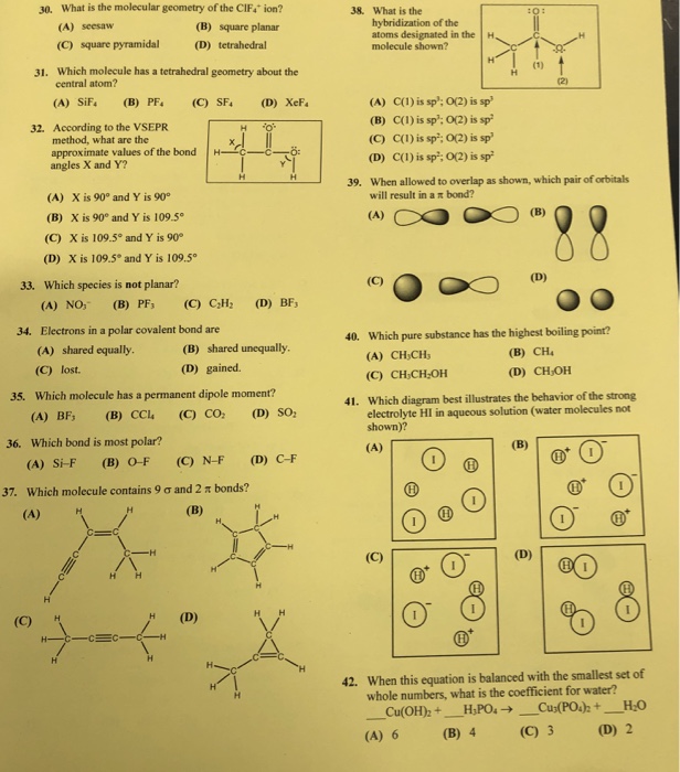 Solved 30 What Is The Molecular Geometry Of The Cif Ion Chegg Com