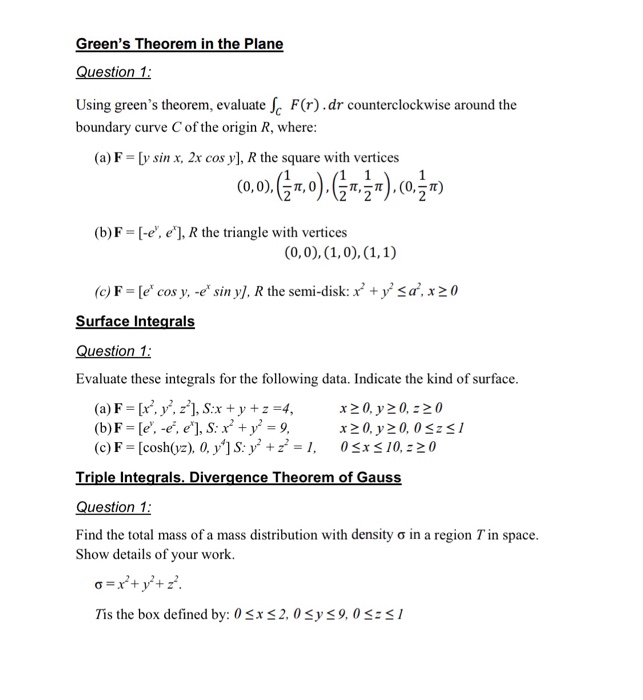 Solved Green S Theorem In The Plane Question 1 Using Gree Chegg Com