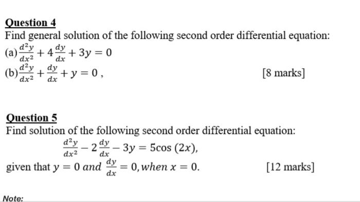 Solved Question 4 Find General Solution Of The Following