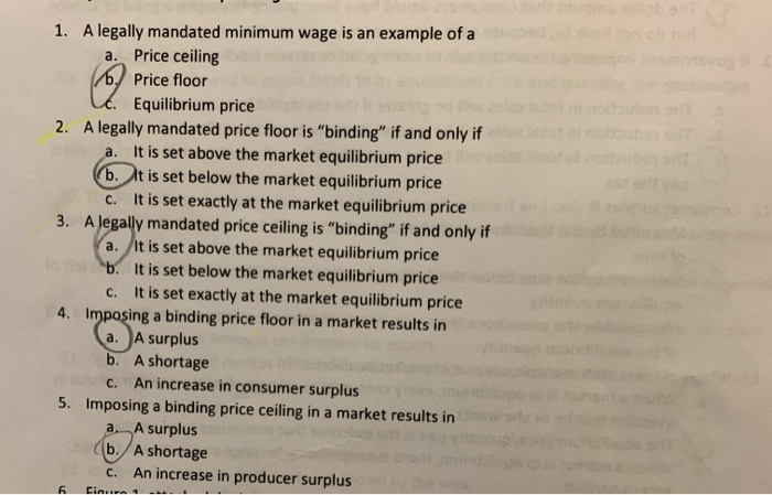 Solved Example Of A A Legally Mandated Minimum Wage Is An