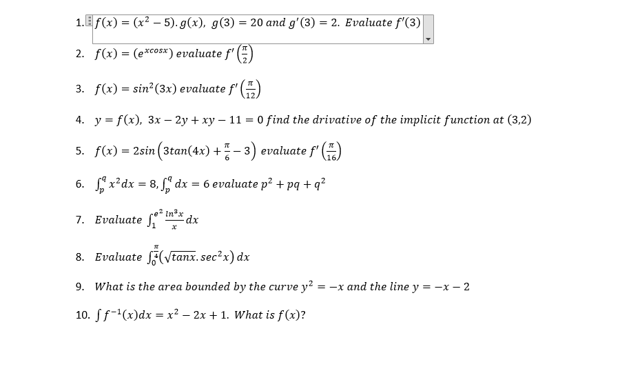 Solved 1 3 F X X2 5 G X G 3 And G 3 2 E Chegg Com