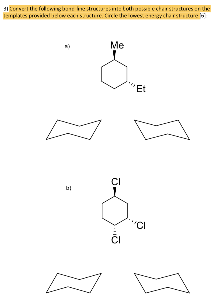 Solved 3 Convert The Following Bond Line Structures Into