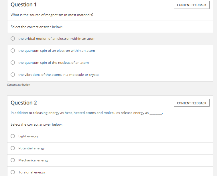 Solved Question 1 CONTENT FEEDBACK What is the source of | Chegg.com