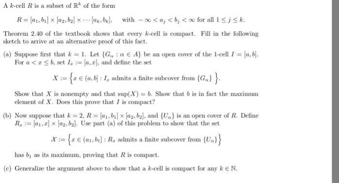 Solved A K Cell R Is A Subset Of R Of The Form R Ai B Chegg Com