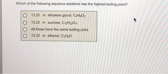 Solved Which Of The Following Aqueous Solutions Has The | Chegg.com Solved Which Of The Following Aqueous Solutions Has The | Chegg.com