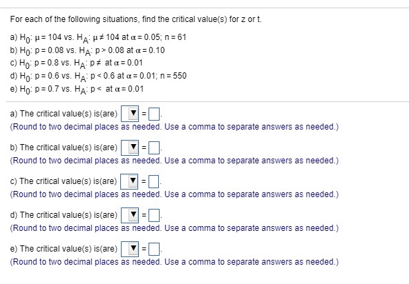 Solved For Each Of The Following Situations Find The Cri Chegg Com