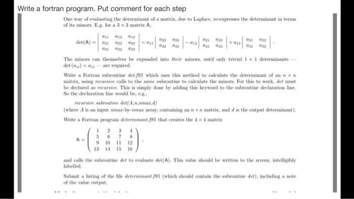 Solved Write A Fortran Program Put Comment For Each Step Chegg Com