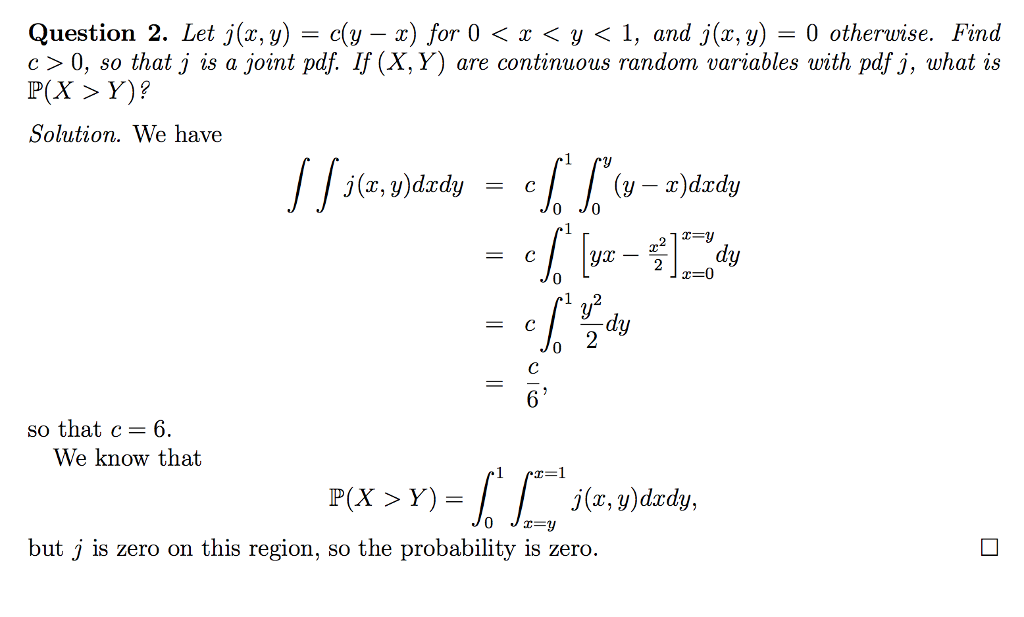 Solved Question 2 Let J X Y Dy X For 0 X Y 1 Chegg Com