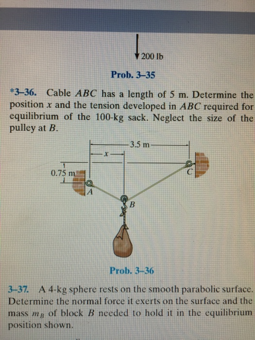 200 Lb Prob 3 35 3 36 Cable Abc Has A Length Of 5 Chegg 