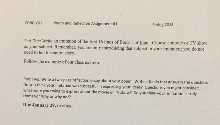 Ceng 201 Poem And Reflection Assignment 1 Spring Chegg Com