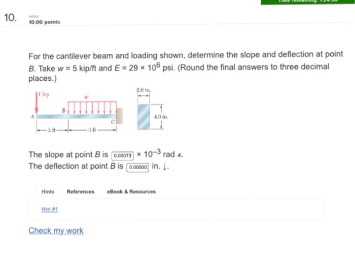 Solved For The Cantilever Beam And Loading Shown Determi Chegg Com