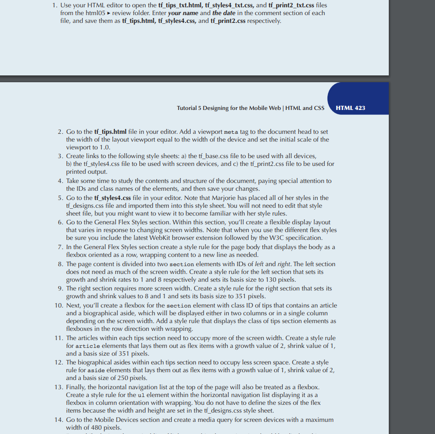 1. Use your HTML editor to open the tf_tips_txt.html, | Chegg.com