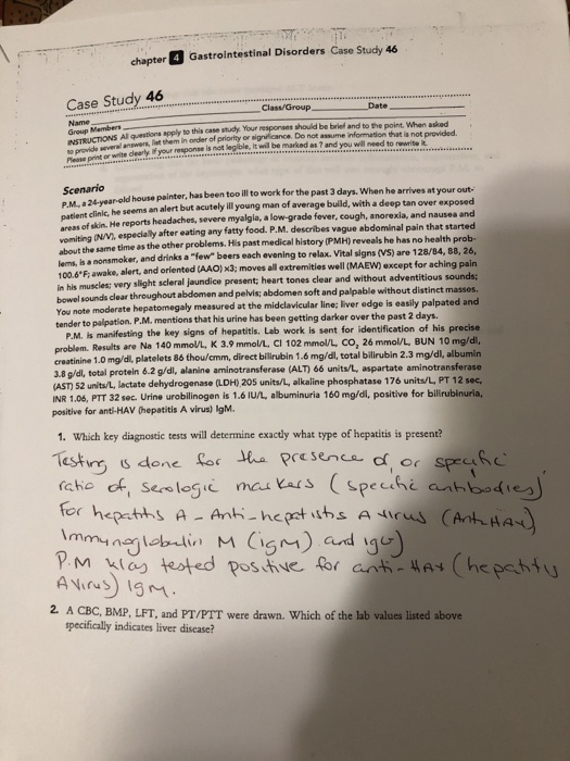 Chapter 4 Gastrointestinal Disorders Case Study 46 Chegg 