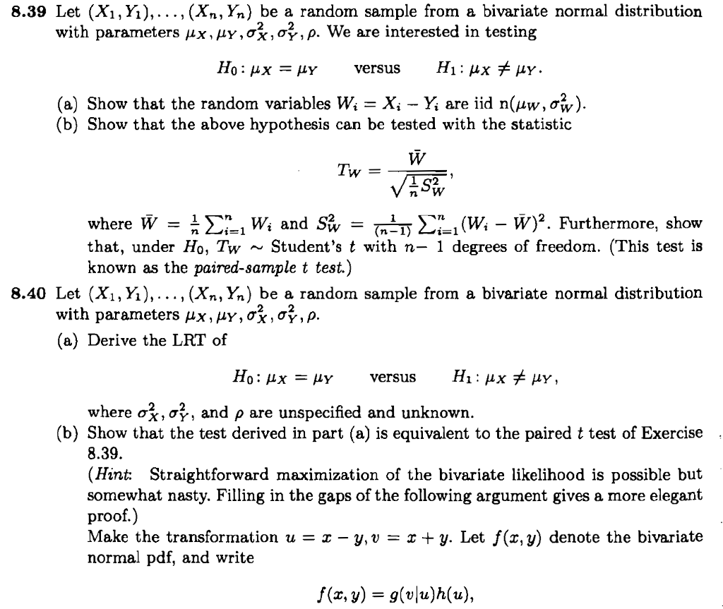 8 39 Let X1 Yi Yn Be A Random Sample Fr Chegg Com