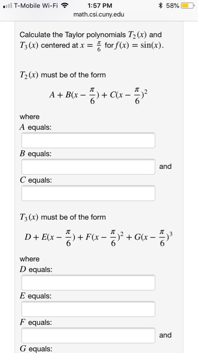 Solved 11 T Mobile Wi Fi 58 1 57 Pm Math Csi Cuny E Chegg Com