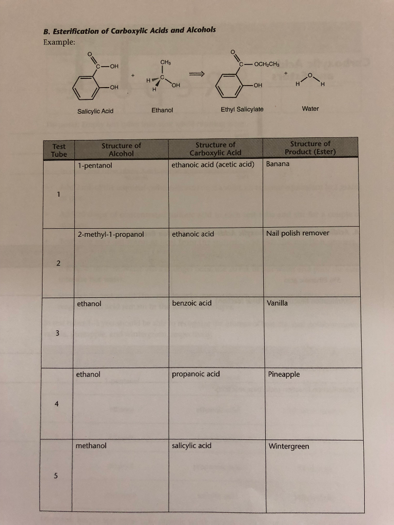 And Solved: ... Carboxylic Acids B. Alcohols Of Esterification