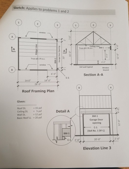 Sketch Applies To Problems 1 And 2 Window Ceiling Chegg Com