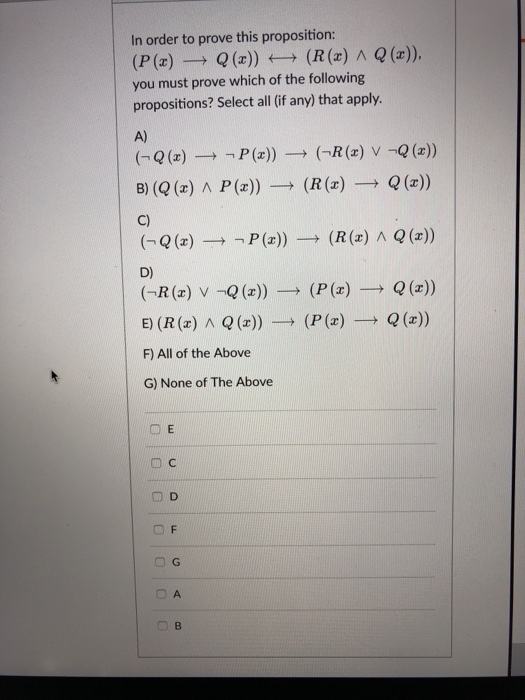 Solved In Order To Prove This Proposition P A Q X R Chegg Com