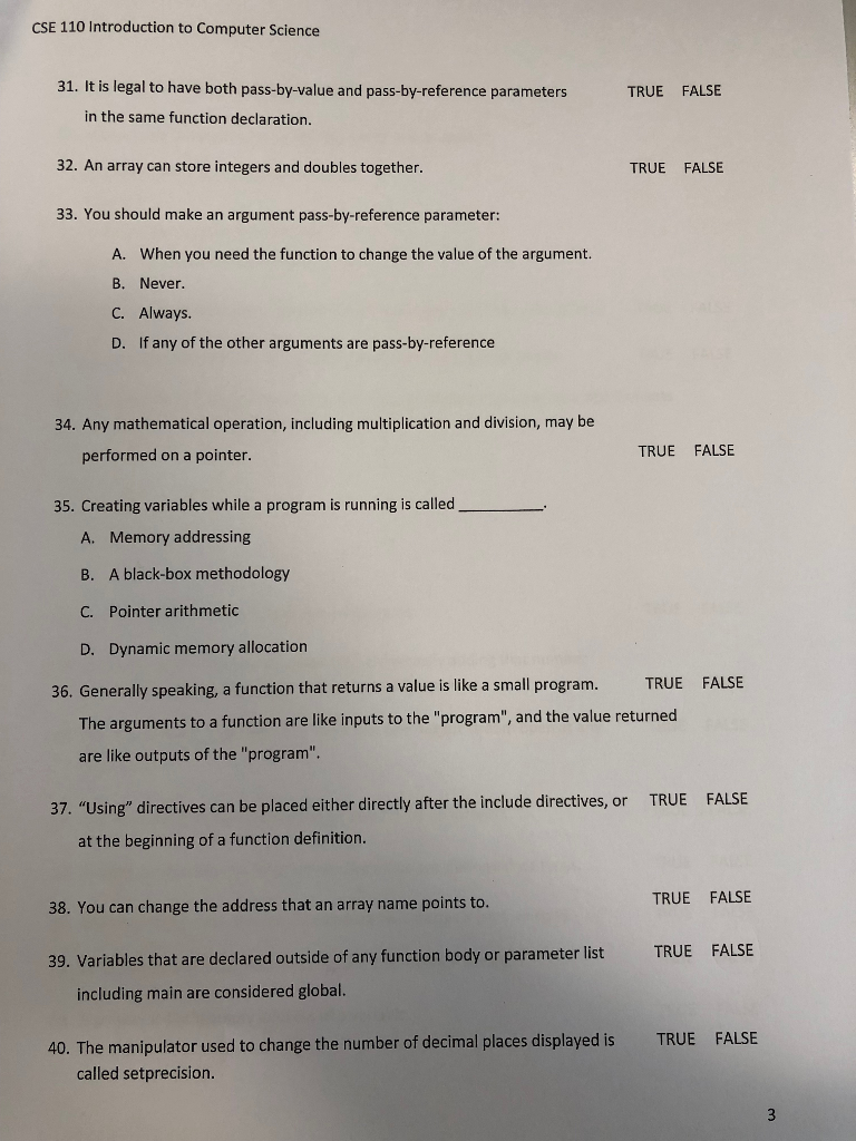 Cse 110 Introduction To Computer Science 31 It Is Chegg Com