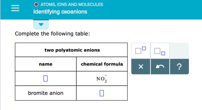Solved O ATOMS, IONS AND MOLECULES Identifying Oxoanions