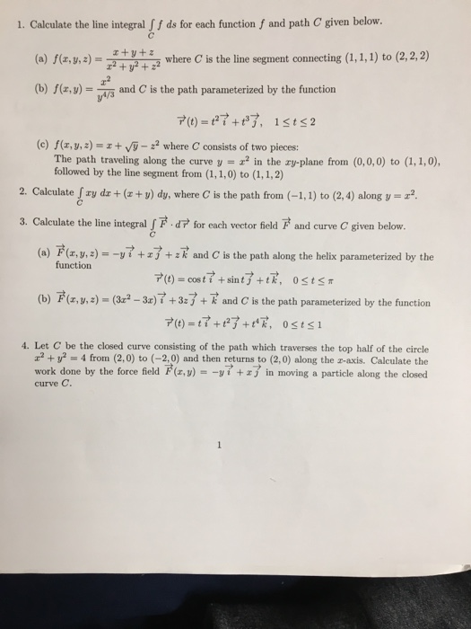 Solved Calculate The Line Integral Integral C F Ds For E Chegg Com